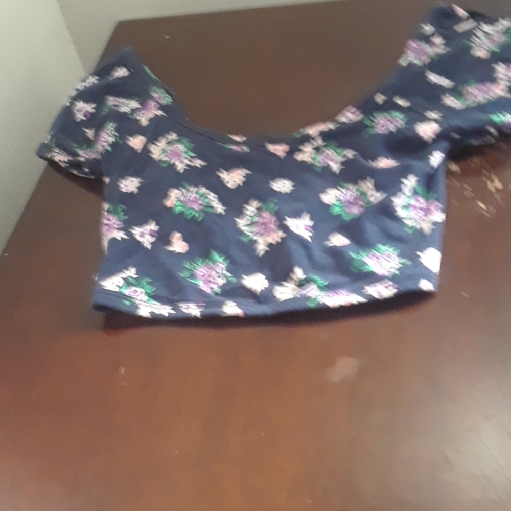 Cute forever 21 blue with pink and purple flowers
